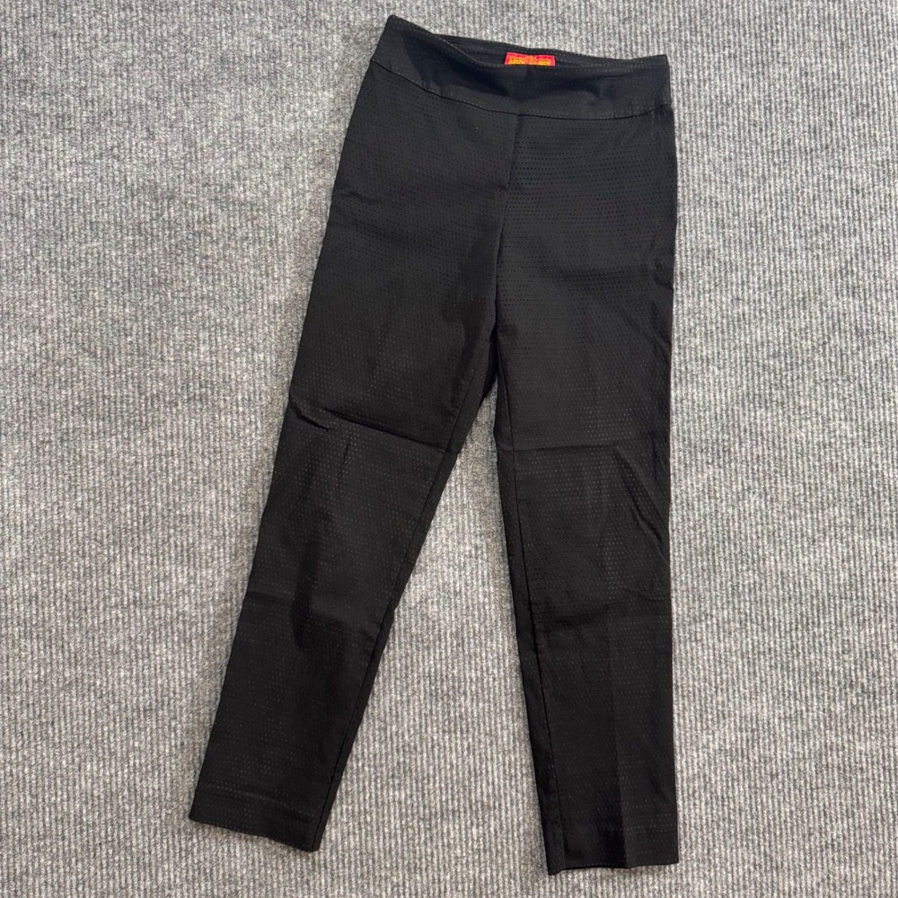 Krazy Larry Pants Womens 6 Pull On Black Stretch Textured‎ Ankle Career